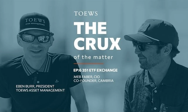 Financial podcast with Meb Faber and Eben Burr discussing ETFs, market charts and the concept of exchanges 351 for tax deferral.